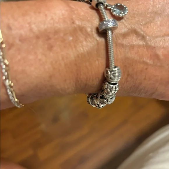 Pandora Silver Charm Bracelet with Blue Accents - Picture 3 of 6